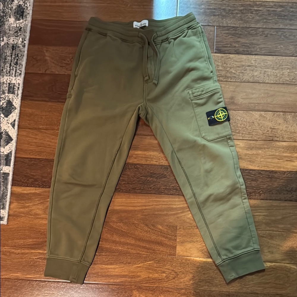 Stone Island Green Jogger Sweatpants with Tapered Ankles